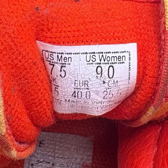 Vans Orange and yellow camouflage high-top sneakers, Men’s Size 7.5, Women’s 9 - Picture 12 of 12